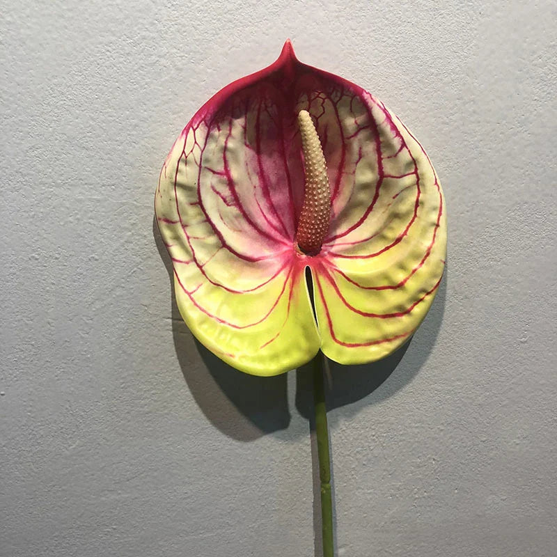 qgtao 1pc Artificial Flower Real Touch Anthurium Lotus Wedding Bride Fake Flower Plant DIY Party Christmas Home Decoration Accessories