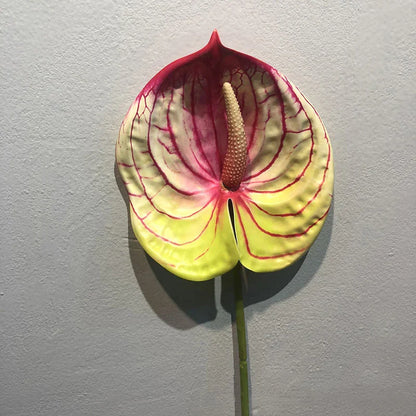 qgtao 1pc Artificial Flower Real Touch Anthurium Lotus Wedding Bride Fake Flower Plant DIY Party Christmas Home Decoration Accessories
