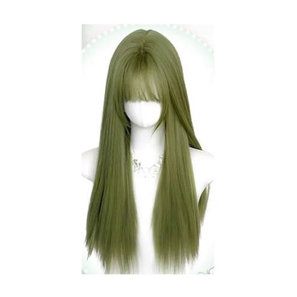 qgtao  -  Wig Long Silky Straight Synthetic green Cosplay Party Lolita wigs with bangs for Daily party Women Natural Heat Resistant wig