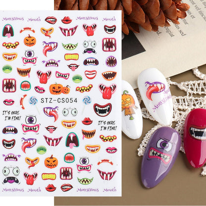 3D Christmas Sticker for Nails Cute Cartoon Sliders Snowflake Elk Xmas Tree Decal Gel Polisn Manicure Nail Art Decor SACA717-724