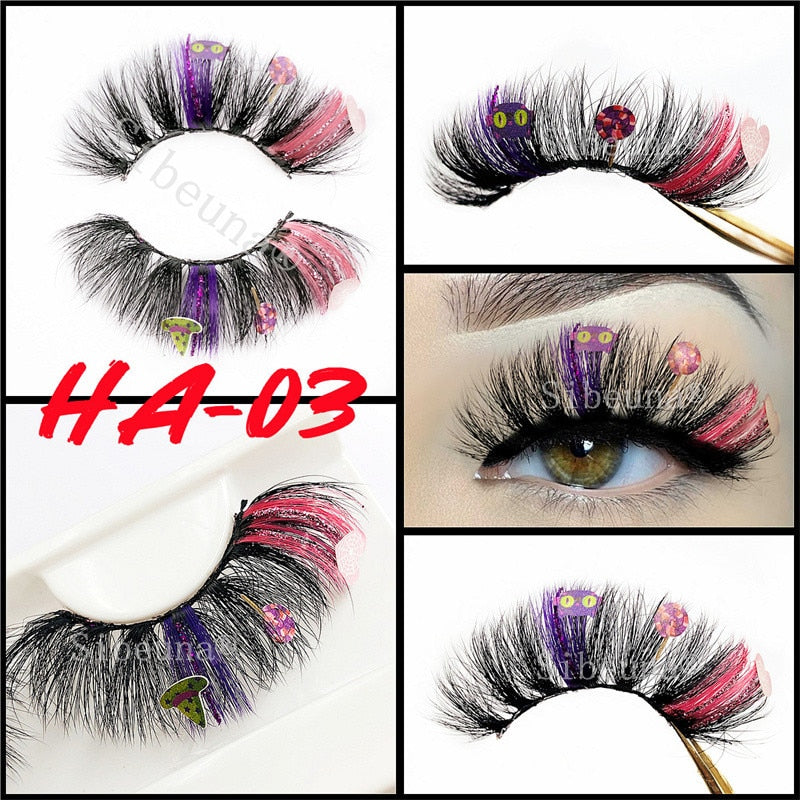 qgtao  NEW Glitter Color Diamond 3D Artistic Curl Fake Eyelashe Reusable Volume Lashes Extension MakeUp Tool For Halloween DIY Party