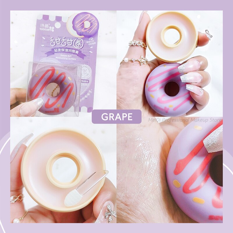 Donuts Moisturizing Lip Balm Natural Fruity Fragrance Lip Moisturizers Makeup Long-lasting Smooth Anti-Dry Hydration Lip Care