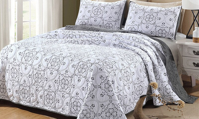 Yeknu 100% Cotton Embroidered Butterfly Flower 3pcs Printed Quilted Quilt Pillowcase Free Shipping