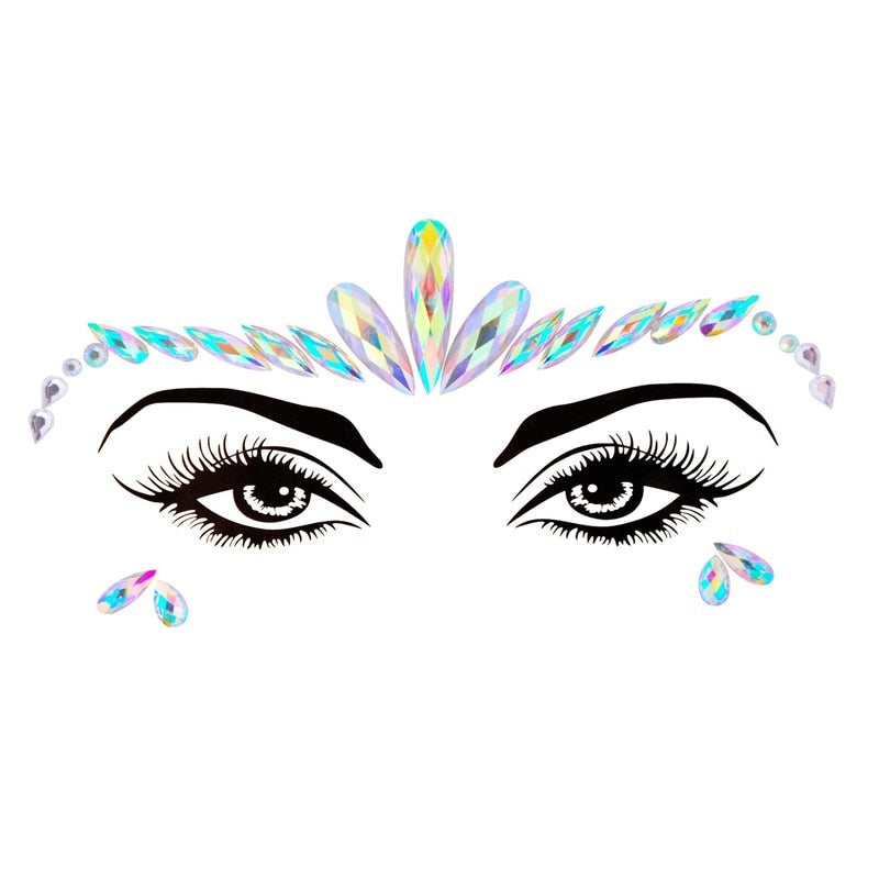 Face Festival Stickers 3D Eyebrow Diamond Temporary Tattoo Kids Show Makeup Halloween Party DIY Face Jewelry Tattoo Decoration