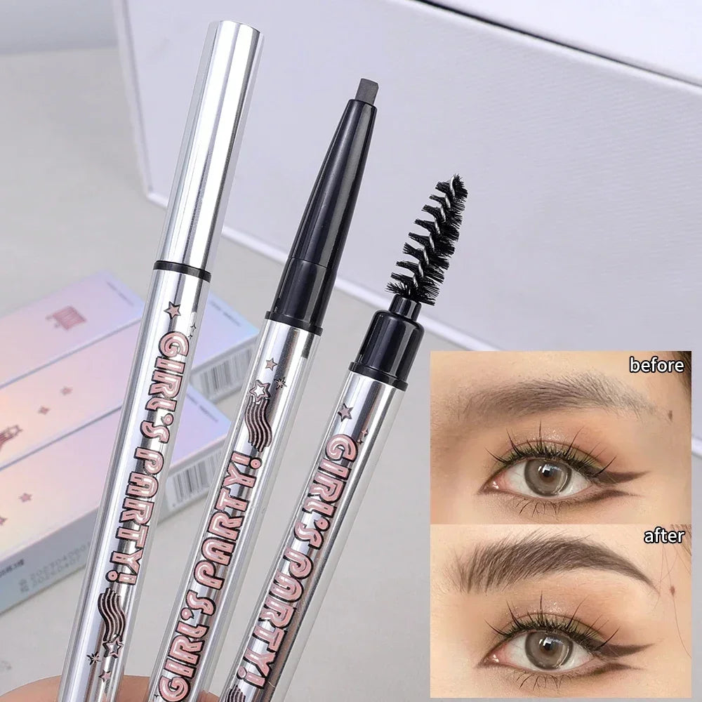 qgtao  -  Waterproof Rotatable Coffee Brown Gray Eyebrow Pencil Lasting No Blooming Smooth Matte Double Head Eyebrow Tattoo Pen Makeup