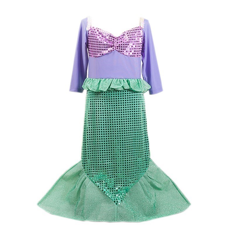 Girls Little Mermaid Costume Kids Birthday Halloween Princess Girl Dress Children Summer Ariel Party Clothes for Carnival 3-10T