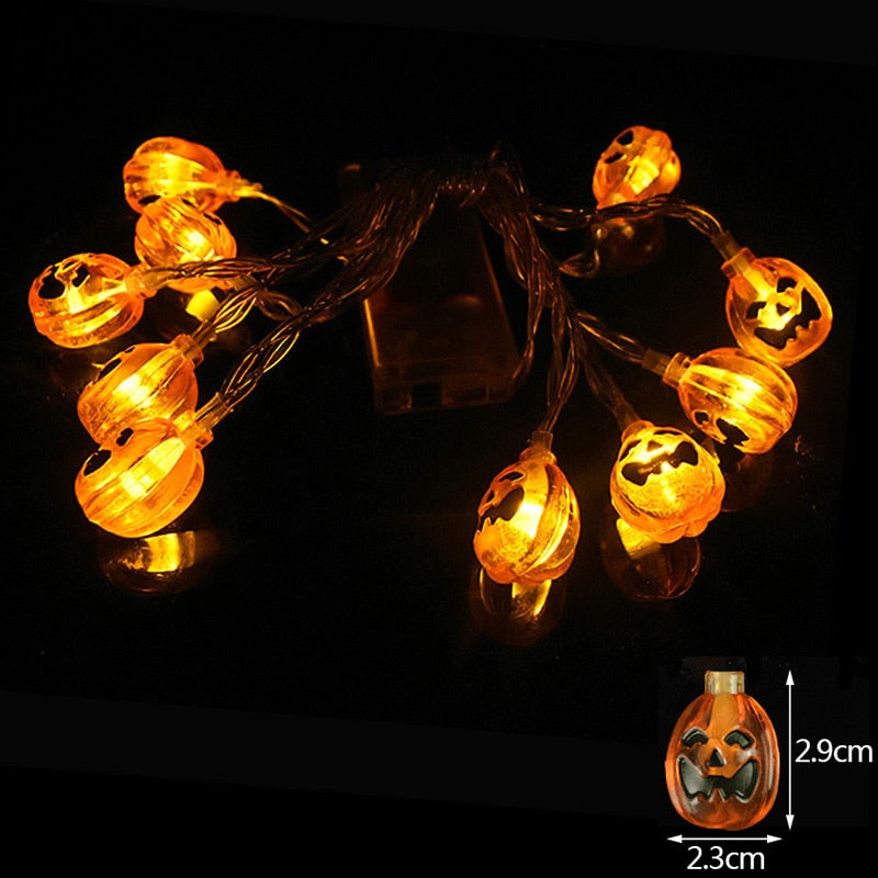 1.5M 10LED Halloween Led Light Pumpkin Bat Ghost String Lamp Hanging Ornament Happy Halloween Party Horror Decoration For Home