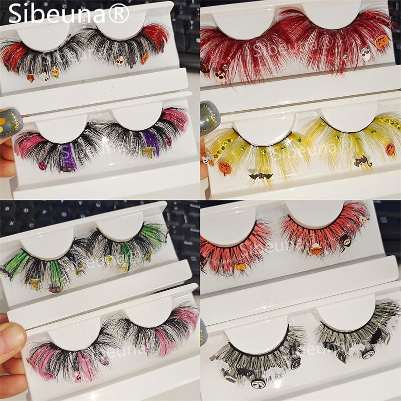 qgtao  NEW Glitter Color Diamond 3D Artistic Curl Fake Eyelashe Reusable Volume Lashes Extension MakeUp Tool For Halloween DIY Party