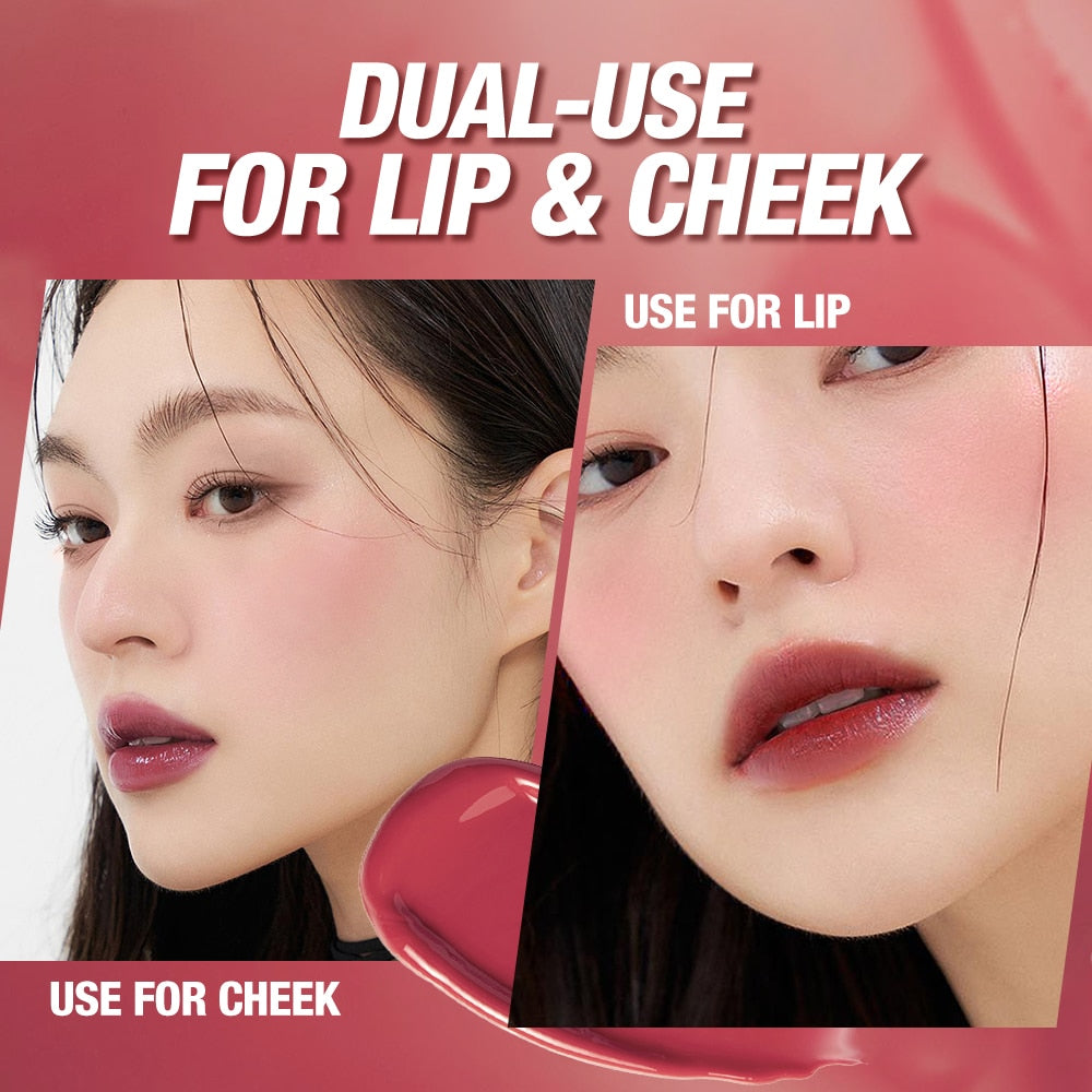 Lip Gloss Lip Balm 6 Colors Plumping Nourish Hydrate with Vitamin E Moisturizer Dual-use For Lip & Cheek Makeup Lip Tint