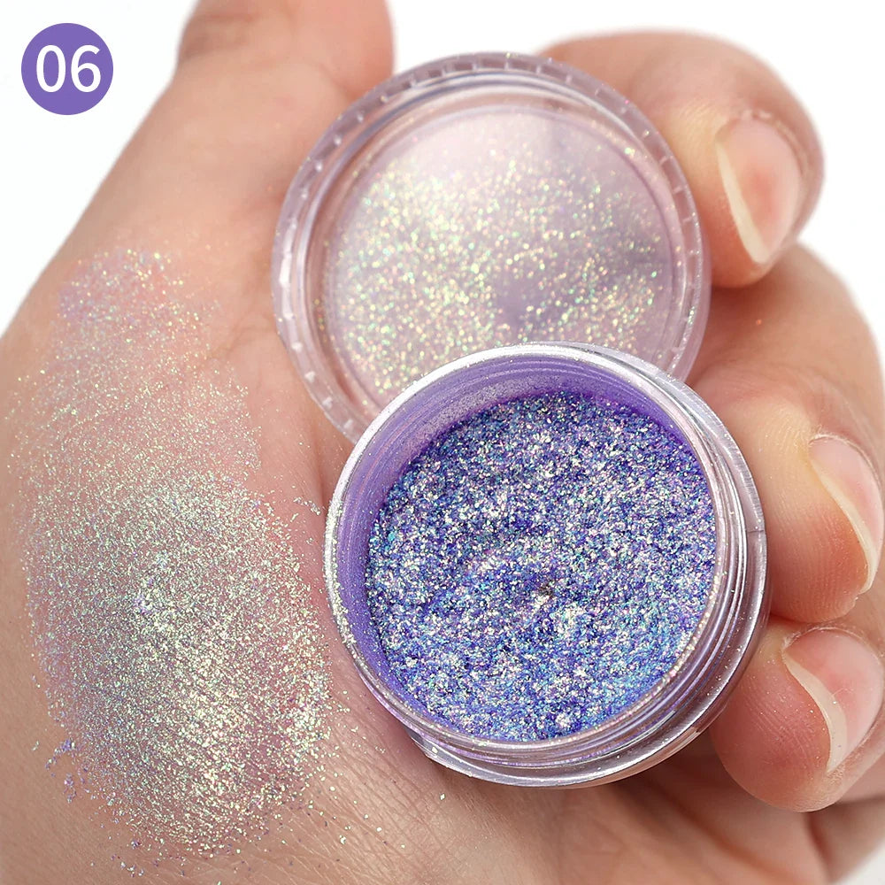 qgtao 12 Colors Polarized Eyeshadow Powder Long Lasting Waterproof Pearlescent Glitter Matte Green Pink Blue Loose Powder Eyes Makeup