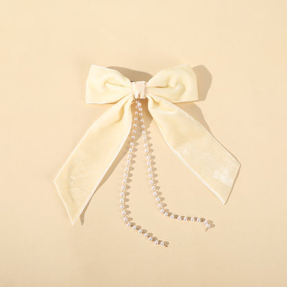 AWAYTR Tassel Elegant Vintage Bow Pearl Chain Hairpins Sweet Hair Decorate Headband Hair Clips For Fashion Hair Accessories