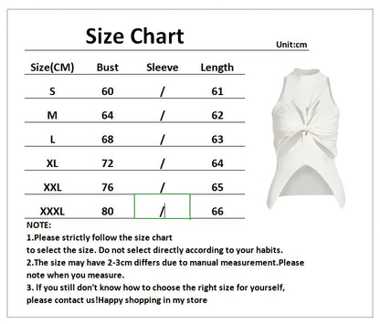 qgtao Sexy Crop Top Women T shirt Summer Cut Out Vest Round Collar Sleeveless Solid Knitting Tank Tops  Hollow Out Street wear