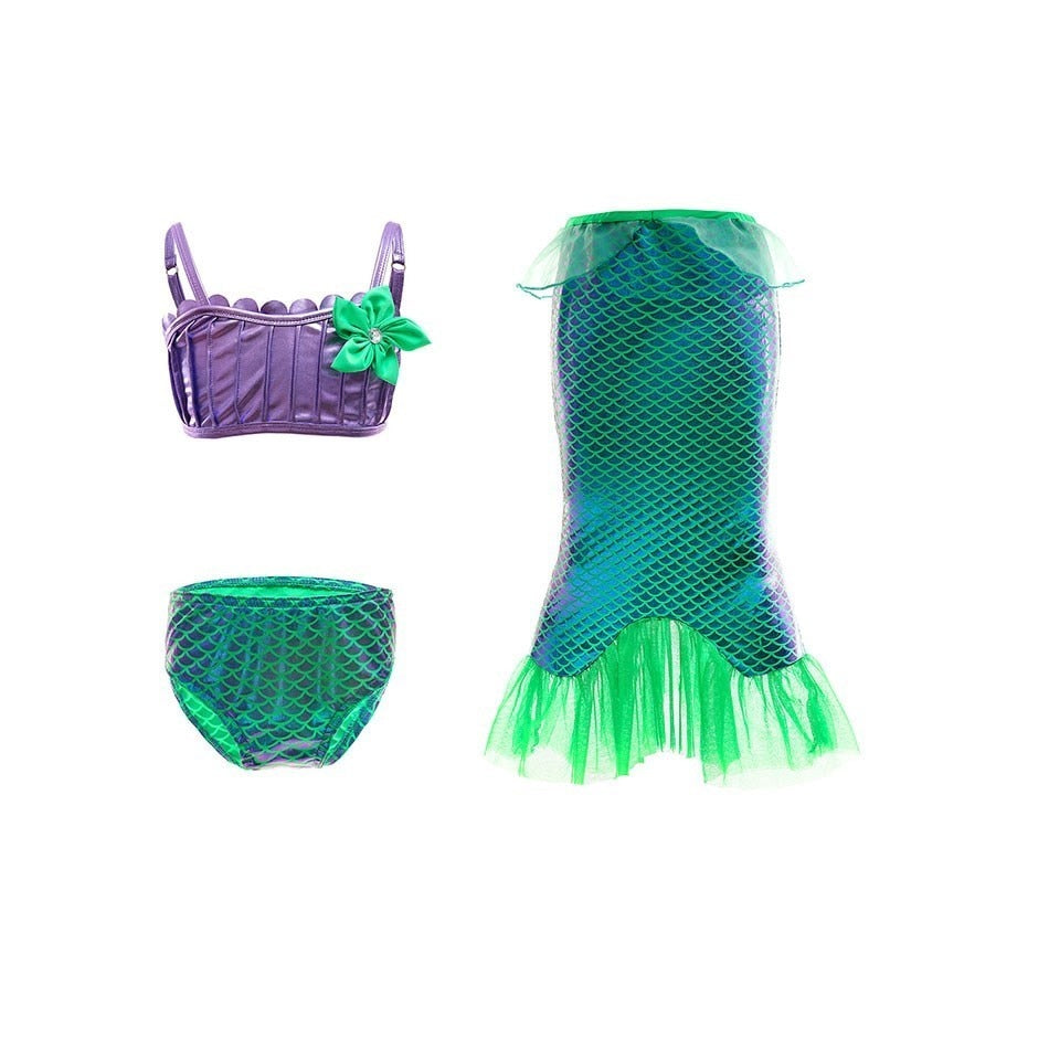 Girls Little Mermaid Costume Kids Birthday Halloween Princess Girl Dress Children Summer Ariel Party Clothes for Carnival 3-10T