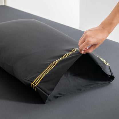 Yeknu Summer Luxury Solid Color Summer Fitted Sheet Set Mattress Cover Pillowcase Flat Bedding Queen King Size for Home Decor