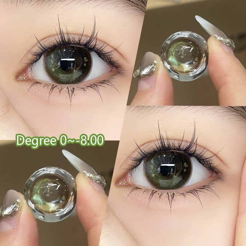 2Pcs Red Eye Lenses Colorcon Korean Lenses Colored Contact Lenses with Degree Myopia Lenses Color Cosmetic