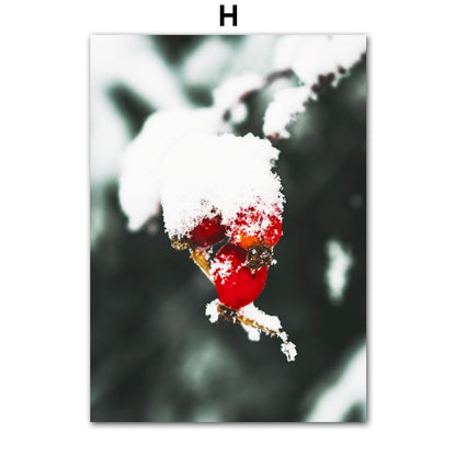 Christmas Red House Squirrel Deer Pine Tree Wall Art Canvas Painting Living Room Decoration Posters Prints Home Wall Pictures