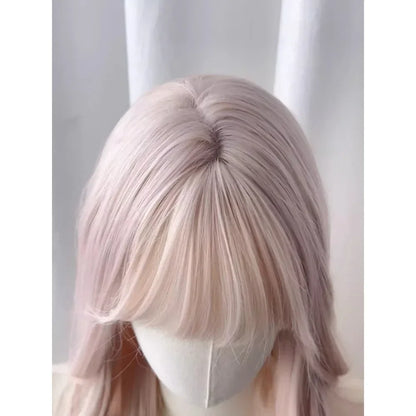 qgtao  -  Baby Pink Wig with Bangs Long Wavy Hair Lolita Wig for Women 24inch Natural Daily Use Cosplay Wave Headband Wigs