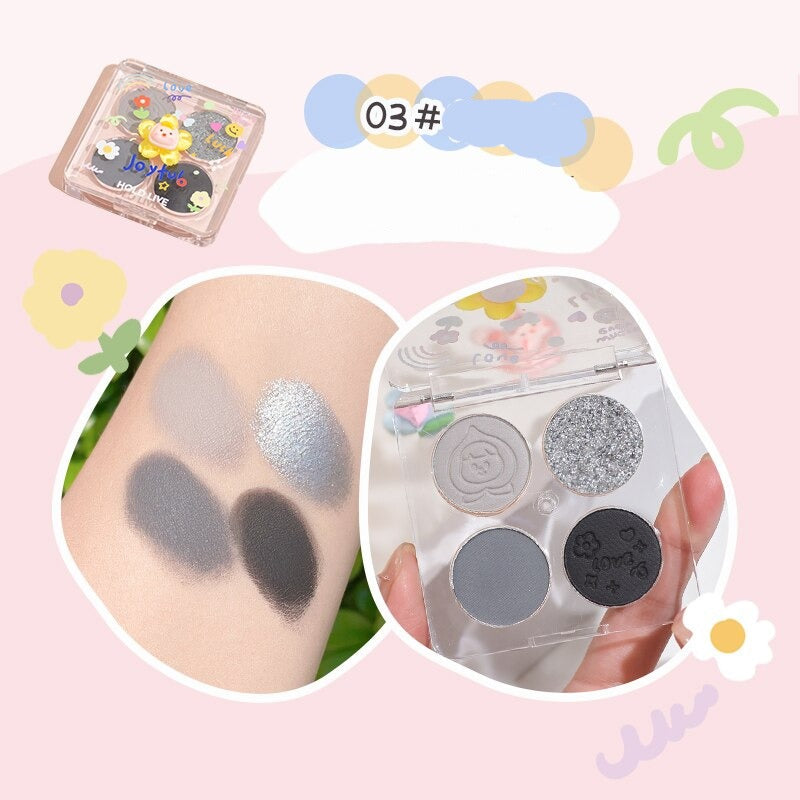 Cute Planet Eyehshadow Palette 4 Color Matte Glitter Eye Makeup Soft Longwear Waterproof Shimmer Eye Shadow Smoky Eyes Cosmetics