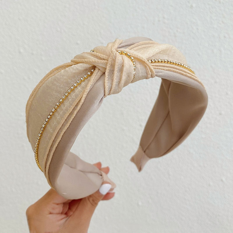 Solid Fabric Satin Hair Scarf Band Hairband for Women Girl Korea Headbands Fashion Accessorie