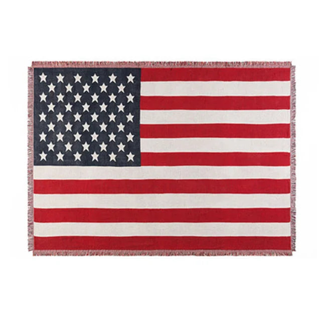 Yeknu UK USA Flag American Blanket Mat Cover Bedspread Star Sofa Cover Cotton Air Bedding Room Decor Tapestry Throw Rug United States