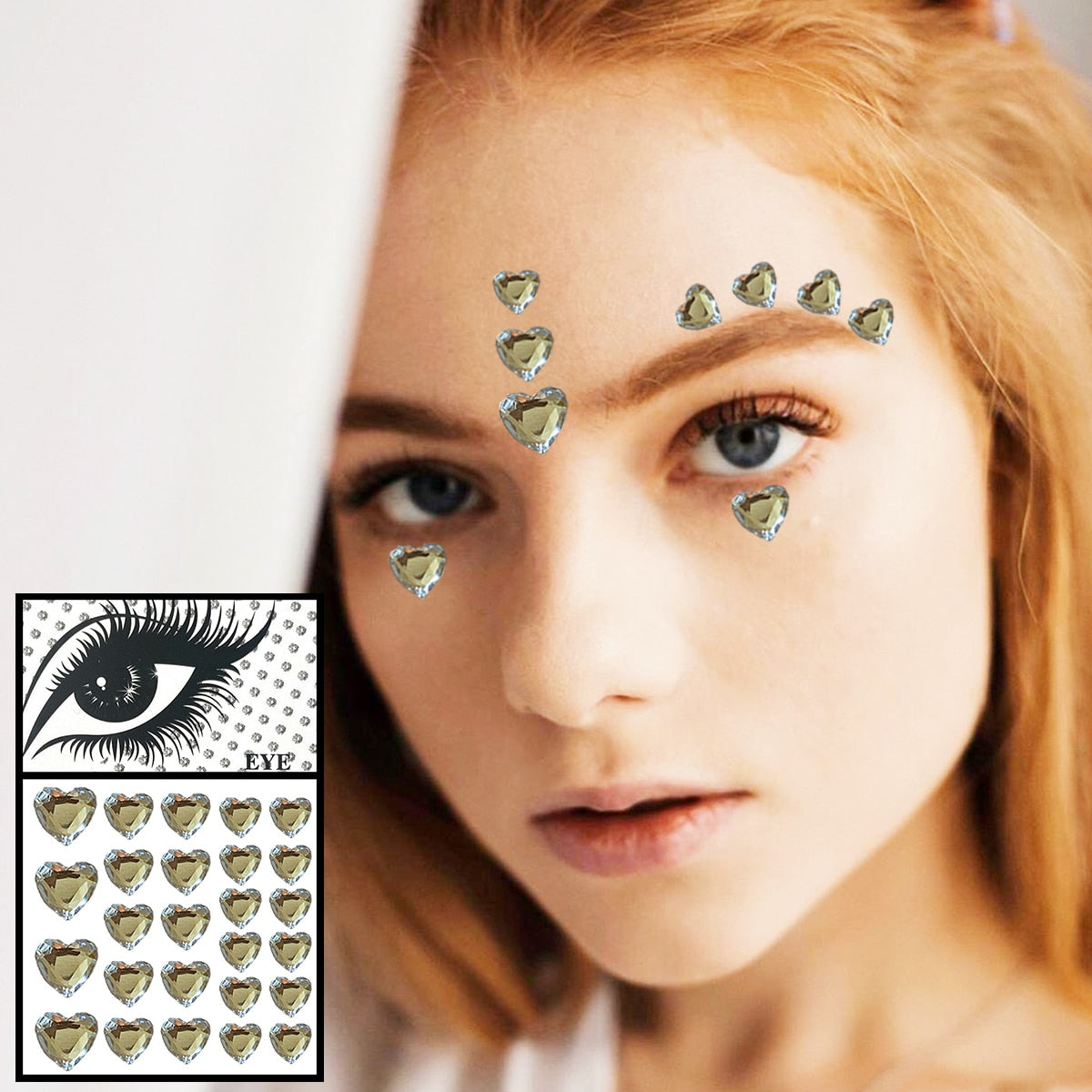 Face Gems Temporary Tattoos Eye Eyeshadow Diamonds Pearl Jewels Makeup Sticker Glitter Dots Jewelry Nail Art Halloween Festival