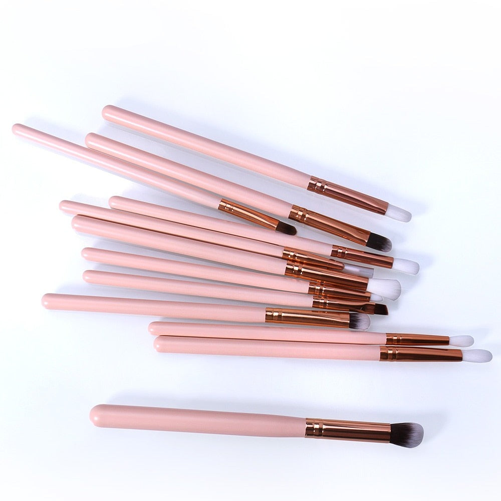 12pcs Eyes Makeup Brush Set Eye Shadow Eyeliner Face Powder Soft Cosmetic Brushes With Wood Handle