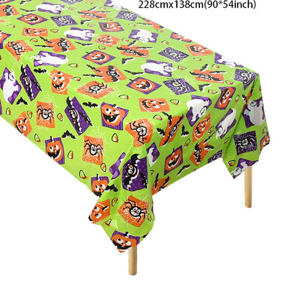 Halloween Decoration Tablecloth Pumpkin Spider Web Bat Plastic Table Cover Festival Party Home Table Decoration Supplies