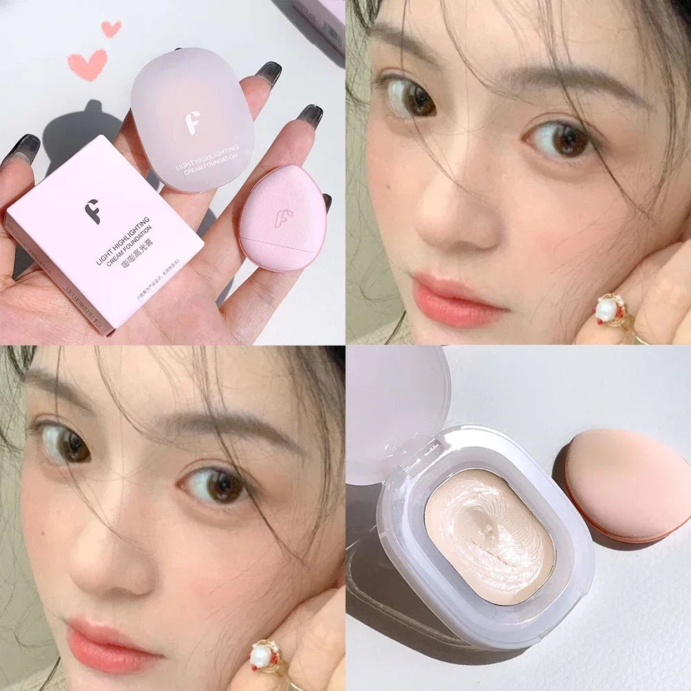 qgtao 4 Colors Contouring Highlighter Cream Mashed Potato Texture Waterproof 3D Face Illuminator High Gloss Lasting Facial Makeup