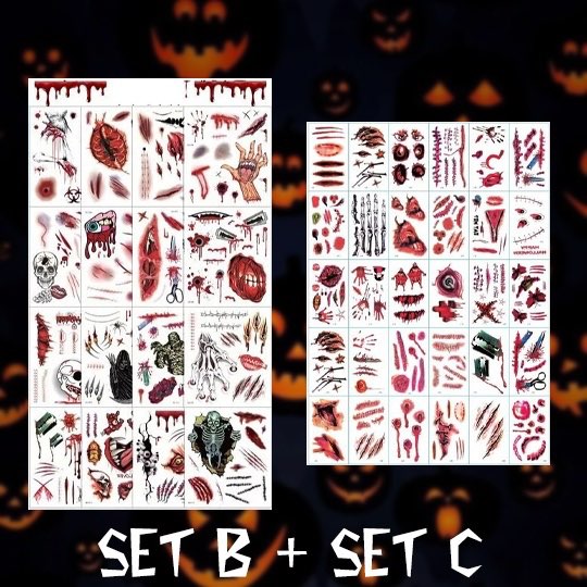 Halloween Prank Makeup Temporary Tattoo 10/5PCS Temporary Face Tattoo DIY Fake Tattoo Party Makeup Stickers Dropshipping