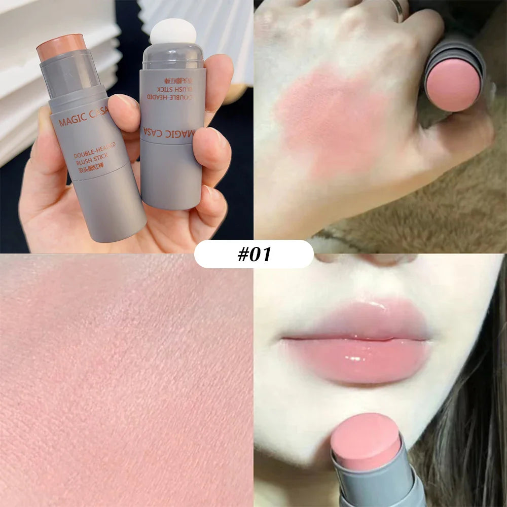 qgtao Waterproof Natural Cheek Blush Facial Nourishing Blush Eyeshadow Cream Stick Multi-purpose Eyes&lips Blusher Makeup Cosmetics