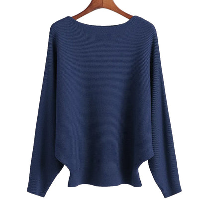 qgtao Winter 2024 Boat Neck Batwing Sweaters Pullovers Women Casual Cashmere Sweater Plus Size Knit Jumpers Tops Pull Femme