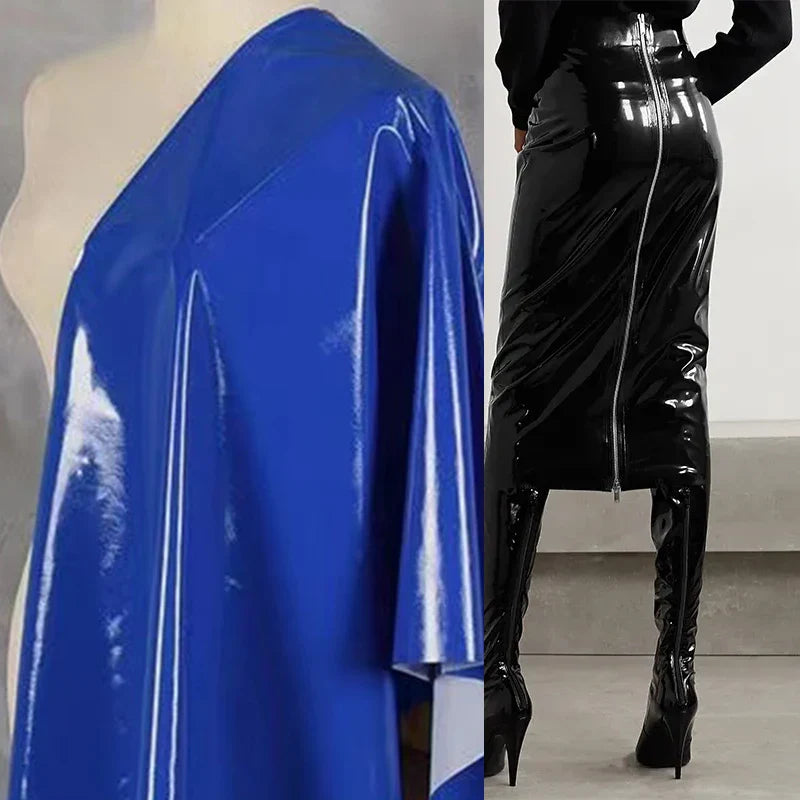 qgtao Women Patent Leather Full Zip Shiny Skirts Sexy Latex 3XL 4XL Plus Size Slim Skirt Lady High Waist Knee Length Midi Skirt Custom