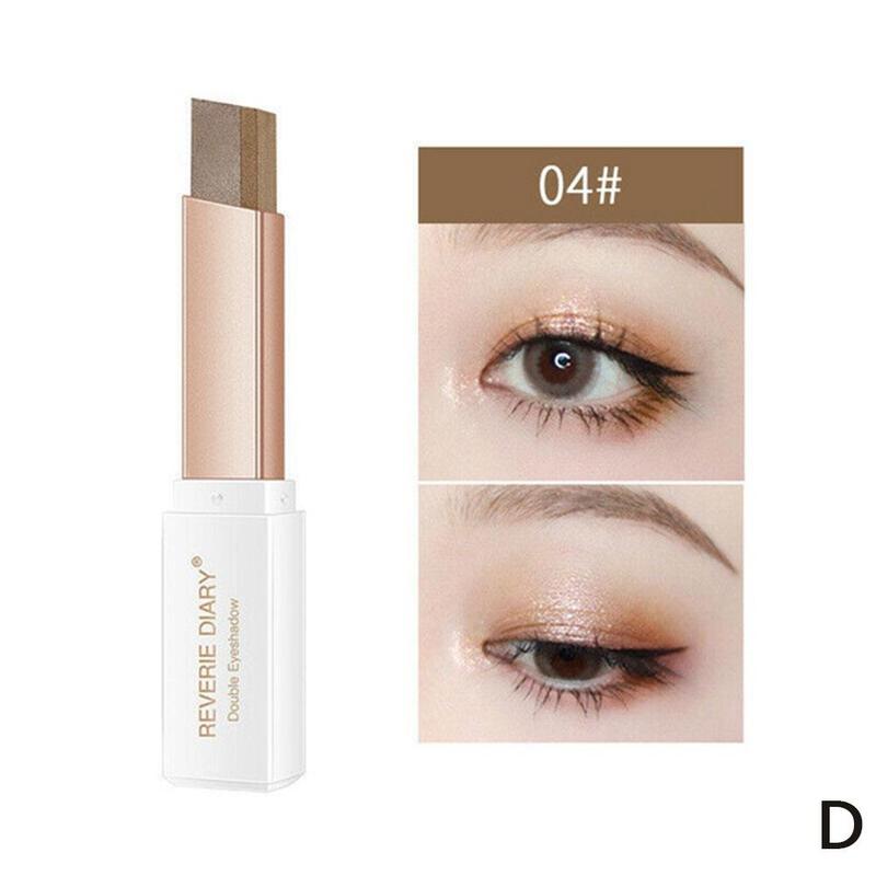 1Pcs Professional 2 In 1 Double Color Gradient Velvet Eye Shadow Stick Lazy Makeup Waterproof Lasting Shimmer Metallic Eyeshadow