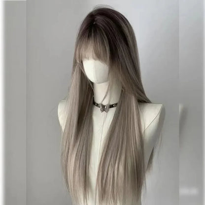 qgtao  -  EMO Wigs Ombre Long Straight Hair Asian Gradient Picking European and American Style Headband Wig for Daily Use Cosplay  가발