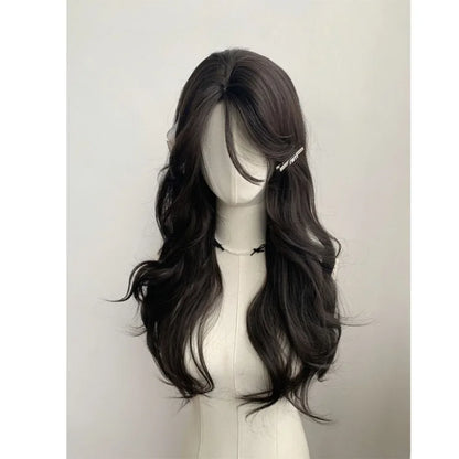 qgtao  -  Black Wig for Women Natural Center Parting Eight Bangs Long Curly Hair Natural Hair Cosplay Wig for Daily Use  Lolita  가발