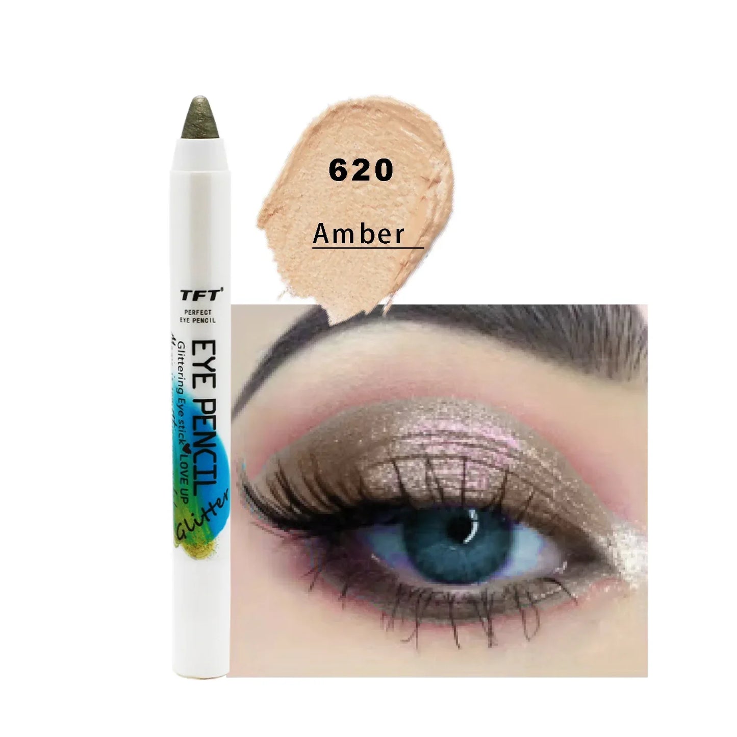 qgtao Pearlescent Eyeshadow Pencil Glitter Silkworm Liner Pen Highlighter Long Lasting Matte Eye Shadow Stick Eyes Makeup Cosmetics