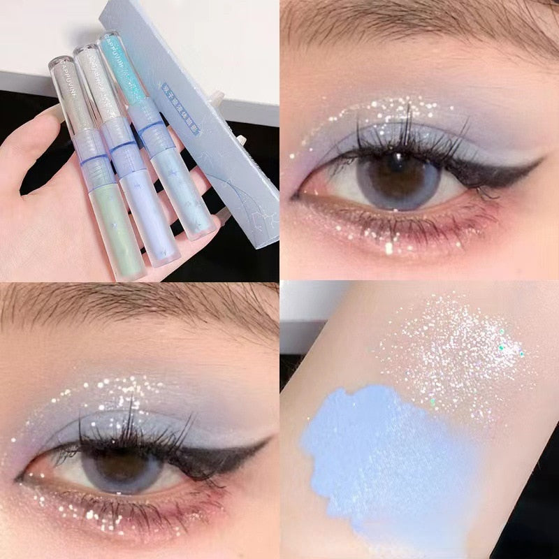 Gemini Series Shimmer Liquid Eyeshadow Glitter Diamond Eye Shadow Shiny Eyes Double Head Comestic Tools  Korean Makeup Wholesale