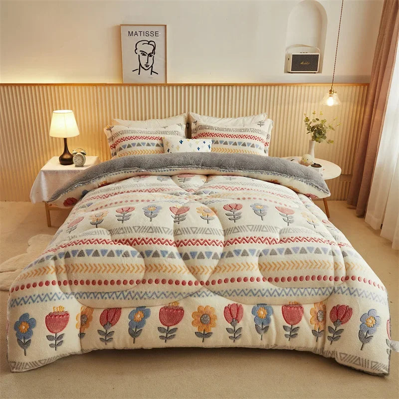 Yeknu Autumn and Winter Double Face Quilt Snow Velvet Milk Velvet Winter Quilt Thickened Quilt Core Single Double Bedding