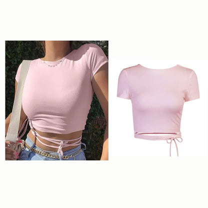 qgtao Y2k Sexy Baby Tee Summer Black T-Shirt Crop Top Clothes For Women Tops Gothic O-neck Short Sleeve 2000s Retro Hip Hop Streetwear