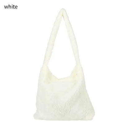 qgtao Women Fluffy Shoulder Bag Top-handle Bag Female Autumn Winter Handbag Plush Tote Girls Fashion Shopping Bags Handbags for Women