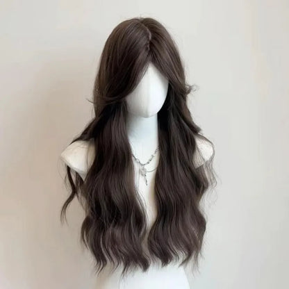 OKLULU  -  Wig for Women Long Wavy Black Brown Wigs Natural Water Ripple Center Parted Eight Curly Hair Soft Hair.for Daily Use Cosplay