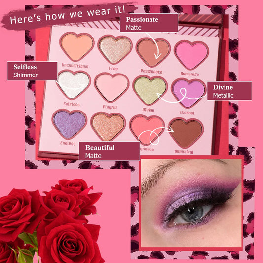 qgtao High Quality Cosmetic Gifts For Girlfriend On Anniversary Talc-Free Heart Eyeshadow Palette Shimmer Spring Eyeshadow Eye Makeup