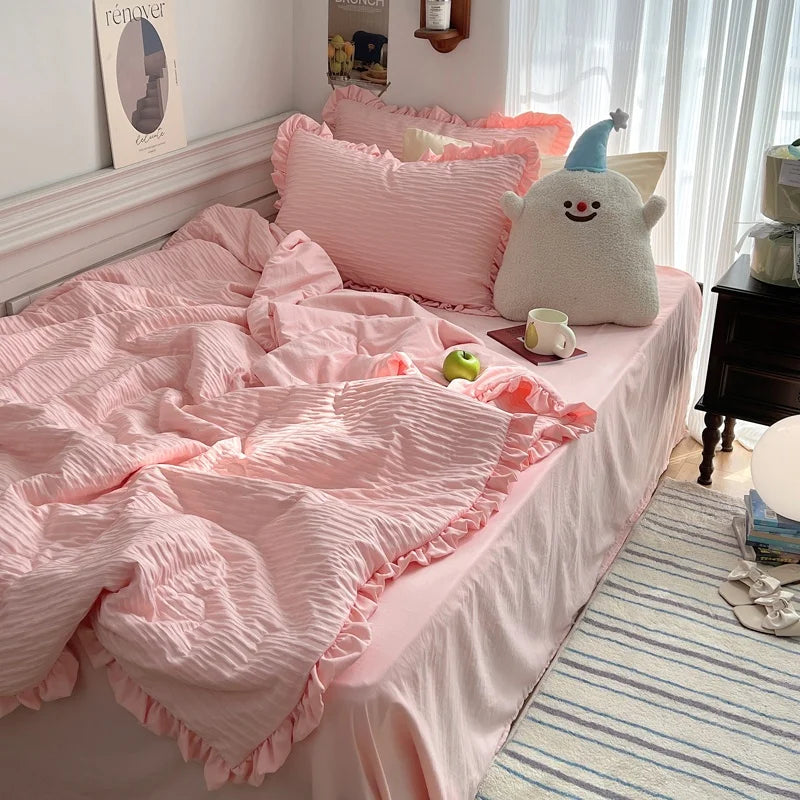 Yeknu Korean Simple Bedding Set Modern Air Condition Thin Blankets Summer Quilt Pillowcase Comfortable Fluffy Blanket with Filling 이불