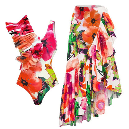 qgtao New Arrival Push Up Women Bikini Set Floral Printed Ruffle Bikinis Strappy Bandage Swimwear Brazilian Biquini Bathing Suit