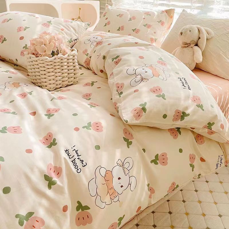 Yeknu Korean Style Bedding Set Boys Girls Twin Queen Size Duvet Cover Flat Sheet Pillowcase Bed Linen Kids Adult Fashion Home Textile