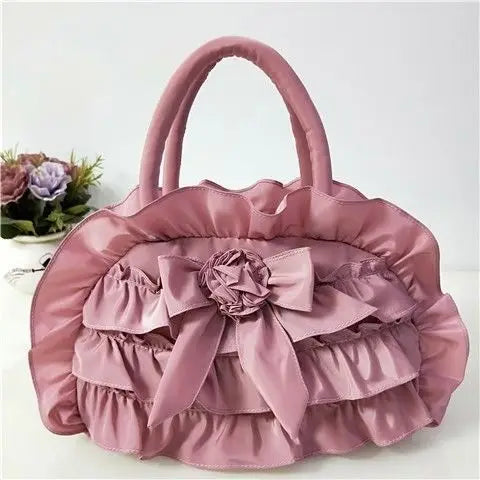 qgtao Gothic Purple Y2k Hand Bag Women New Dark Lolita Soft Chic Handle Purse Female Vintage Flower Cute Mini Bag Bolso Mujer