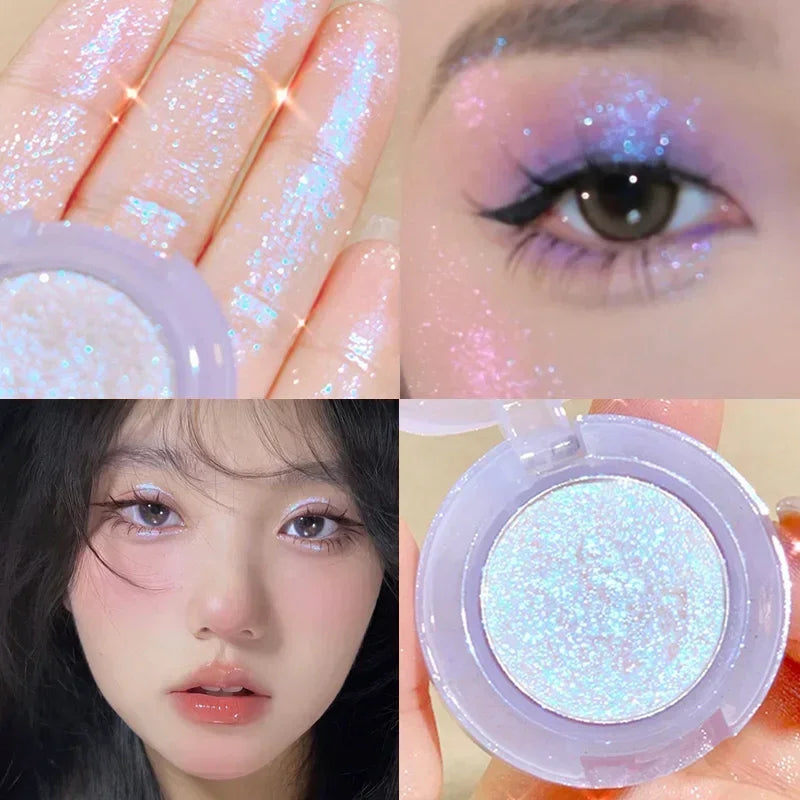 qgtao  -  Diamond Glitter Monochrome Eyeshadow Palette Discoloration Eyeshadow Highlighter Sequins Waterproof Lasting Eyes Makeup Pigments