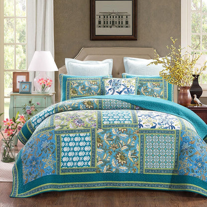 Yeknu Vintage Quilt Set 3PCS Patchwork Bedspread on the Bed Cotton Coverlet King Size Quilted Blanket on Bed Comforter