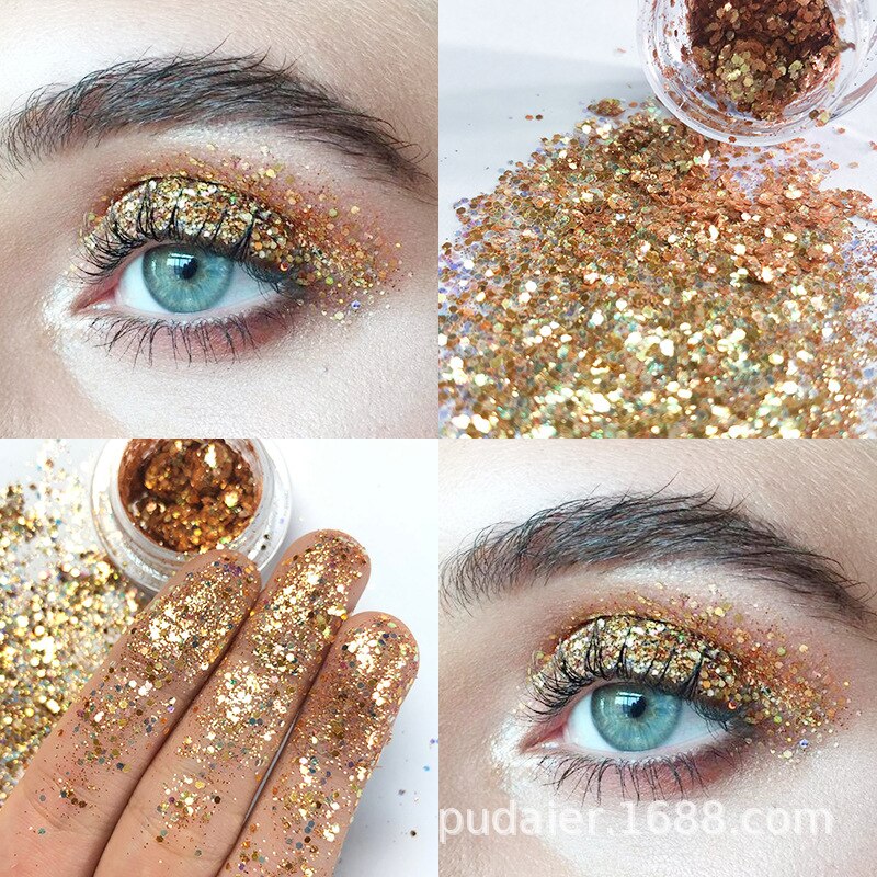 NEW 1Pc Glitter Glam Eye Sparkly Glitter Hair Shimmer Gel Flash Heart Loose Sequins Glitter Eyeshadow Party Face Body Decoration