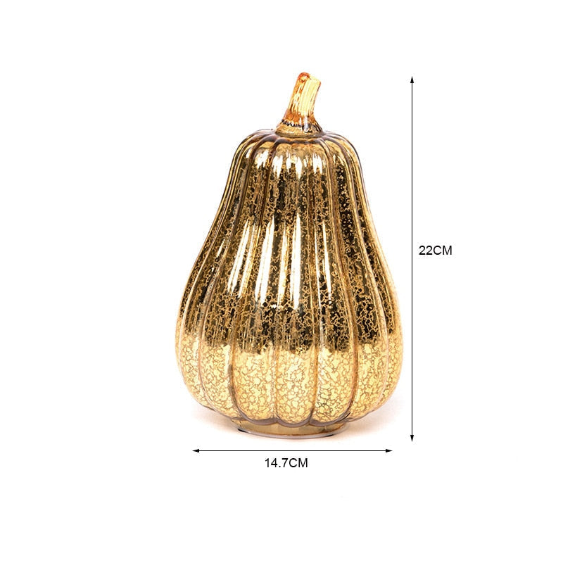 Battery Operated Halloween Pumpkin Lantern Glass Pumpkin Light Halloween Party Decoration LED Pumpkin Lamp Home Table Ornaments